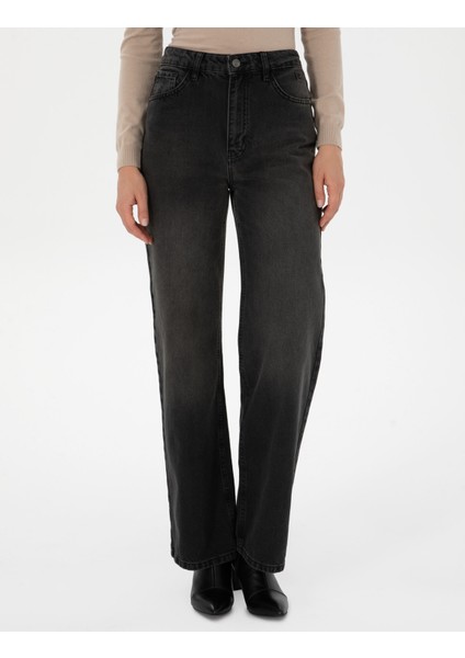 Kadın Siyah Loose Fit Jean Pantolon 50314123-VR046 fiyatları