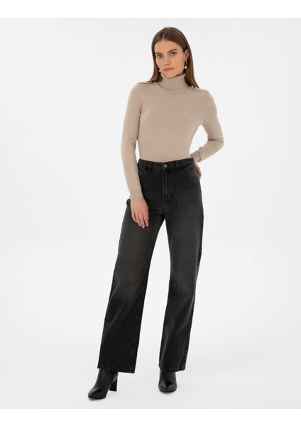 Kadın Siyah Loose Fit Jean Pantolon 50314123-VR046 modelleri