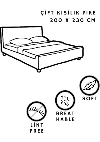 Gri Çift Kişilik 200/230 Pike Yatakörtüsü modelleri