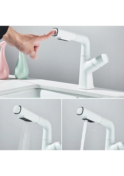 Banyo Lavabo Bataryası Asansörlü Yeni Sistem Beyaz Spiralli ve Fiskiyeli 7 Yıl Garantili Ithal