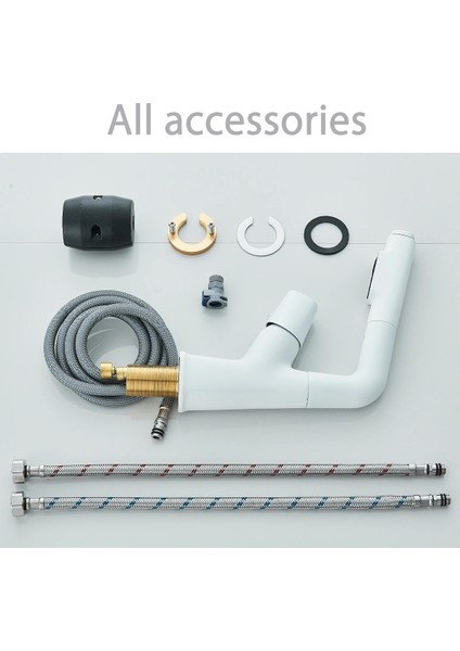 Banyo Lavabo Bataryası Asansörlü Yeni Sistem Beyaz Spiralli ve Fiskiyeli 7 Yıl Garantili Ithal