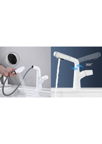 Banyo Lavabo Bataryası Asansörlü Yeni Sistem Beyaz Spiralli ve Fiskiyeli 7 Yıl Garantili Ithal