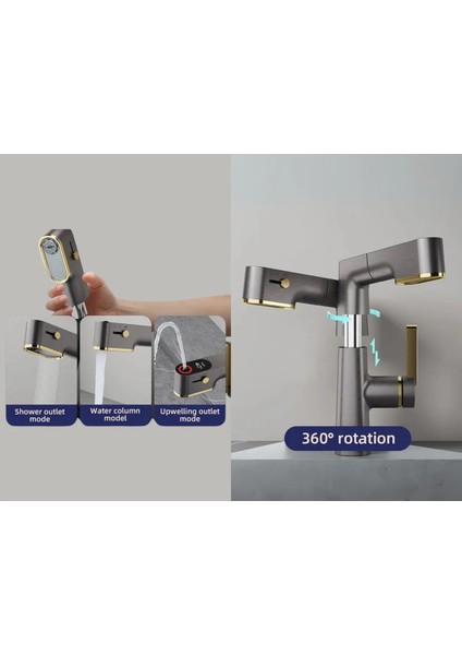 Akıllı Dijital Sıcaklık LED Ekran Banyo Lavabo Bataryası Asansörlü 4 Fonksiyonlu Ithal 7 Yıl Garanti fiyatları