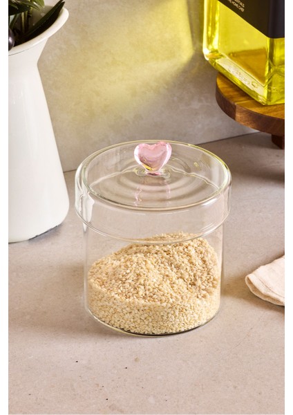 Hearts 600 ml Borosilikat Cam Kavanoz 10X10 cm modelleri