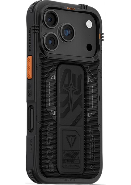 iPhone 17 Pro Uyumlu Kılıf Skinarma M-Safe Şarj Özellikli Airbag Standlı Phantom Kapak Siyah