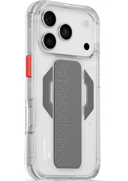 iPhone 17 Pro Uyumlu Kılıf M-Safe Şarj Özellikli Airbag Tasarımlı Standlı Skinarma Haxa Kapak Şeffaf