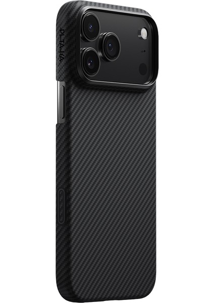 iPhone 17 Pro Kılıf M-Safe Şarj Özellikli 1500D Aramid Fiber Pitaka Classic Serisi Kapak Siyah-Gri