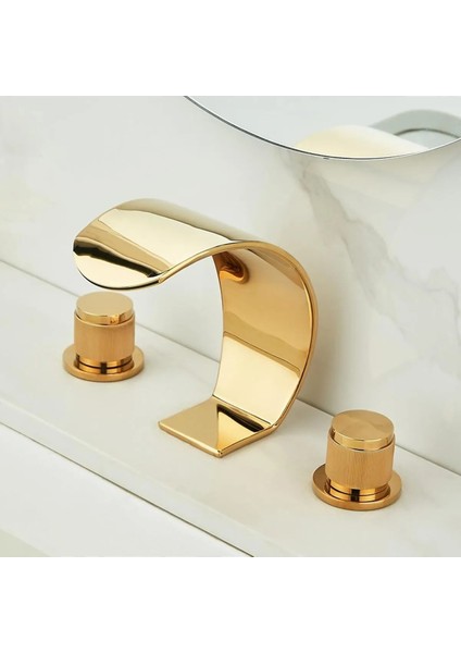 Banyo Lavabo Küvet Jakuzi Bataryası Ankastre Gold Altın Dore Oval Yeni Şelale 7 Yıl Garantili