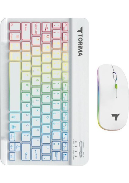 Tmk-09 Beyaz Şarj Edilebilir Rgb Işıklı Kablosuz Klavye Mouse Seti indirimleri