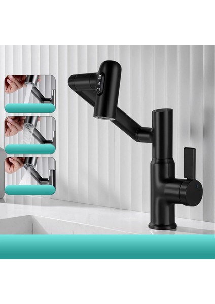 Akıllı Dijital Sıcaklık LED Ekran Banyo Lavabo Bataryası Katlanır Ithal Siyah 7 Yıl Garantili fiyatları