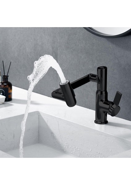 Akıllı Dijital Sıcaklık LED Ekran Banyo Lavabo Bataryası Katlanır Ithal Siyah 7 Yıl Garantili