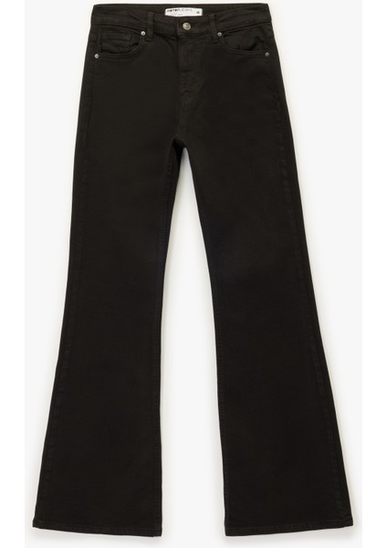 Yüksek Bel Dar Kalıp Pamuklu Ispanyol Paça Jean Pantolon - Flare Jeans