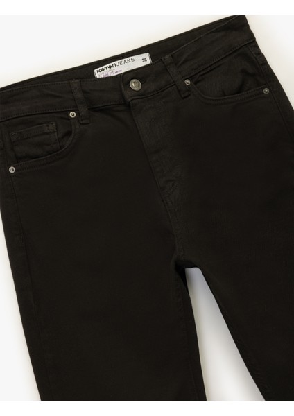 Yüksek Bel Dar Kalıp Pamuklu Ispanyol Paça Jean Pantolon - Flare Jeans fırsatları