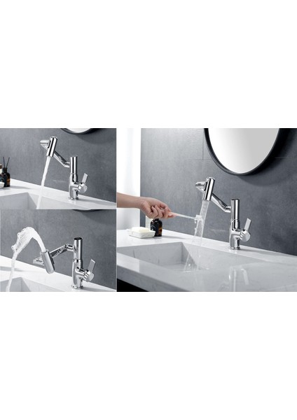 Akıllı Dijital Sıcaklık LED Ekran Banyo Lavabo Bataryası Katlanır Ithal Krom 7 Yıl Garantili