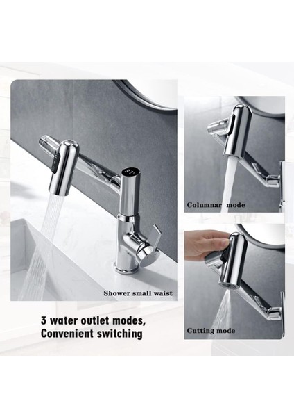 Akıllı Dijital Sıcaklık LED Ekran Banyo Lavabo Bataryası Katlanır Ithal Krom 7 Yıl Garantili