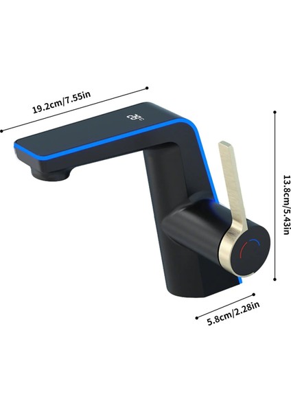 Dijital Sıcaklık LED Ekran Göstergeli Banyo Lavabo Bataryası Siyah Gold Renk Ithal 7 Yıl Garanti fırsatları