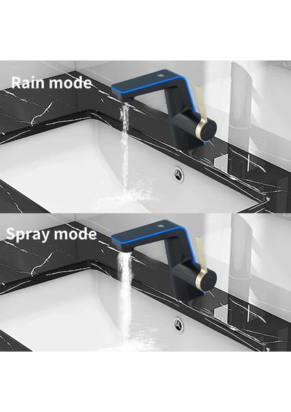 Dijital Sıcaklık LED Ekran Göstergeli Banyo Lavabo Bataryası Siyah Gold Renk Ithal 7 Yıl Garanti indirimleri