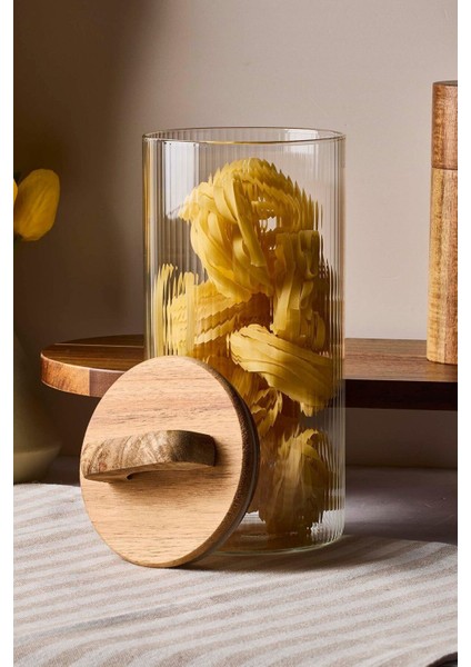 Acacia 1300 ml Akasya Vakum Kapak Borosilikat Yuvarlak Cam Kavanoz 10X20 cm fiyatları