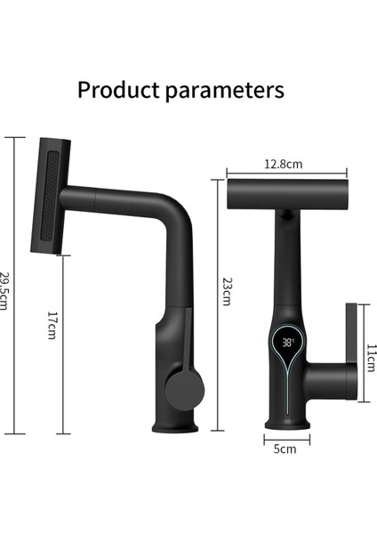 Akıllı Dijital Sıcaklık LED Ekran Banyo Lavabo Bataryası Asansörlü 4 Fonksiyonlu Ithal 7 Yıl Garanti indirimleri