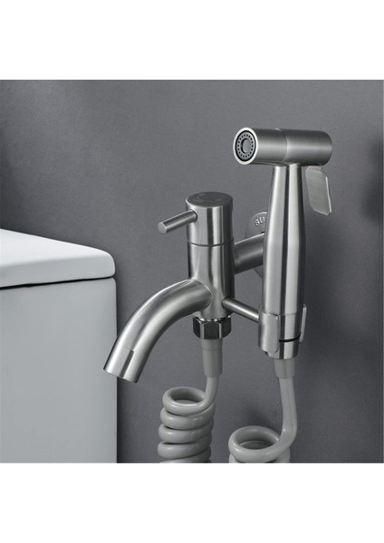 Banyo Tuvalet Taharet Musluğu Spiralli Bide Özel Temizlik 7 Yıl Garantili Mat Krom Nikel Ithal