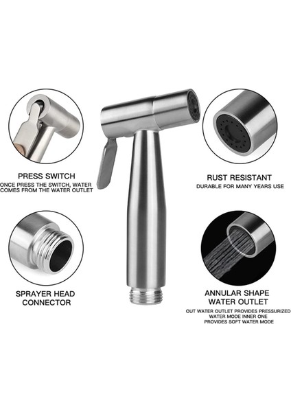 Banyo Tuvalet Taharet Musluğu Spiralli Bide Özel Temizlik 7 Yıl Garantili Mat Krom Nikel Ithal indirimleri