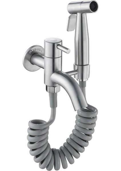 Banyo Tuvalet Taharet Musluğu Spiralli Bide Özel Temizlik 7 Yıl Garantili Mat Krom Nikel Ithal