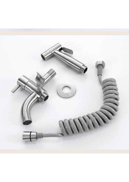 Banyo Tuvalet Taharet Musluğu Spiralli Bide Özel Temizlik 7 Yıl Garantili Mat Krom Nikel Ithal