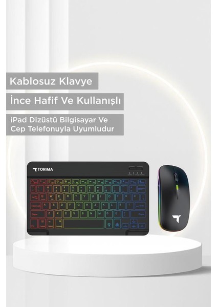 Tmk-09 Siyah Şarj Edilebilir Rgb Işıklı Kablosuz Klavye Mouse Seti fiyatları