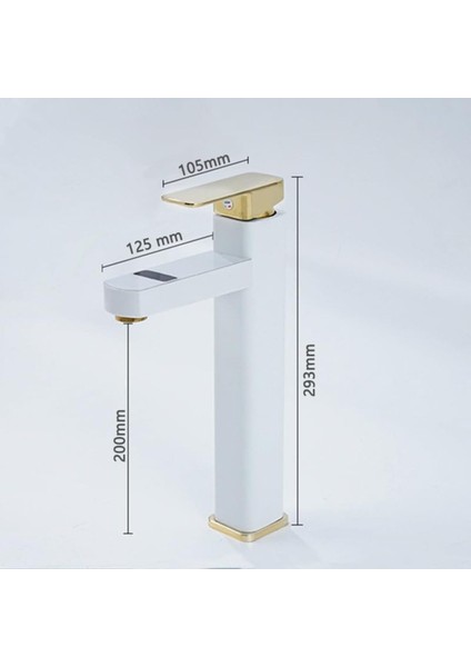 Akıllı Dijital Sıcaklık LED Ekran Banyo Çanak Lavabo Bataryası Beyaz Gold Ithal 7 Yıl Garantili