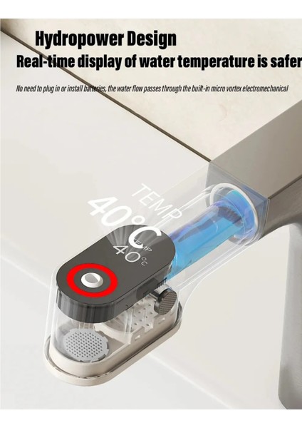 Akıllı Dijital Sıcaklık LED Ekran Banyo Lavabo Bataryası Antrasit 4 Fonksiyonlu Ithal 7 Yıl Garanti