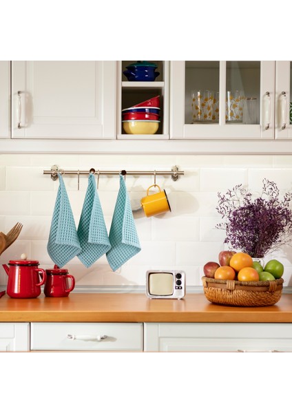 Lüks Mutfak Havlusu 3 Adet - Yüksek Kalite, 100% Pamuk, 30X30 Cm, Waffle Dokuma Washcloth Havlu fırsatları