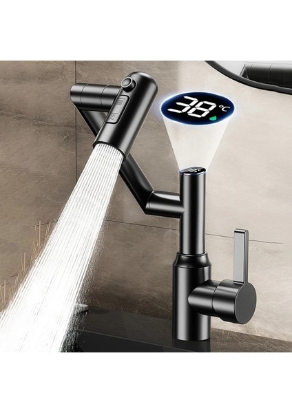 Akıllı Dijital Sıcaklık LED Ekran Banyo Lavabo Bataryası Katlanır Ithal Antrasit 7 Yıl Garantili fiyatları