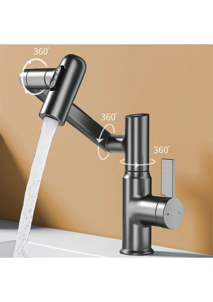 Akıllı Dijital Sıcaklık LED Ekran Banyo Lavabo Bataryası Katlanır Ithal Antrasit 7 Yıl Garantili