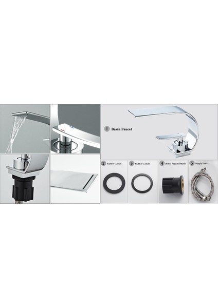 Banyo Lavabo Bataryası Krom Renk Şelale 7 Yıl Garantili Ithal Yeni Ince Tasarım.