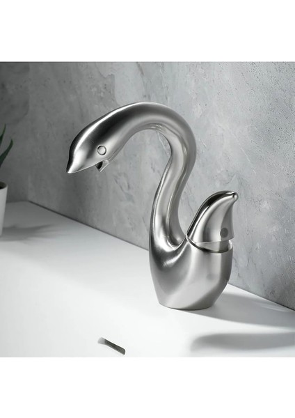 Banyo Lavabo Bataryası Kuğu Model Mat Krom Nikel Renk Yeni Ürün Ithal 7 Yıl Garantili Ithal