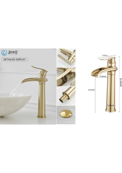 Banyo Çanak Lavabo Bataryası Mat Gold Renk Yeni Tasarım 7 Yıl Garantili Ithal fırsatları