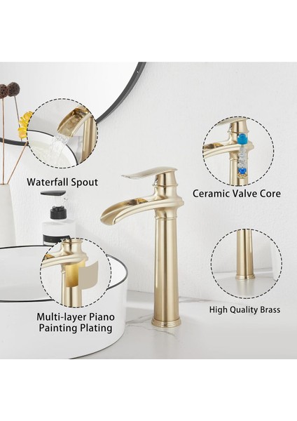 Banyo Çanak Lavabo Bataryası Mat Gold Renk Yeni Tasarım 7 Yıl Garantili Ithal