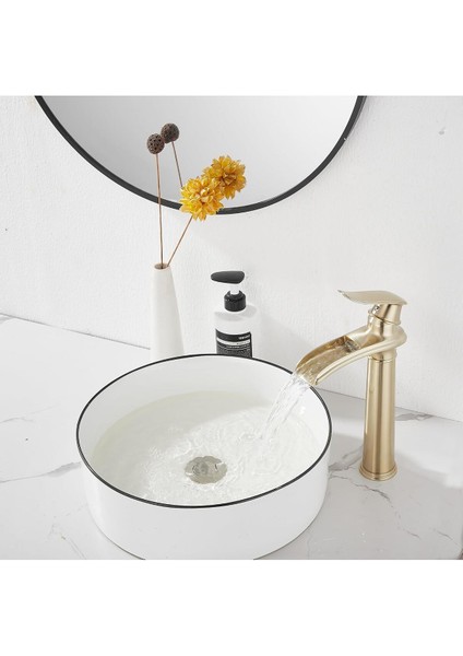 Banyo Çanak Lavabo Bataryası Mat Gold Renk Yeni Tasarım 7 Yıl Garantili Ithal