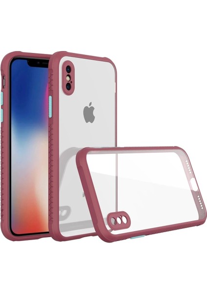 Newface iPhone Xs Max Kılıf Miami Şeffaf Silikon - Fuşya