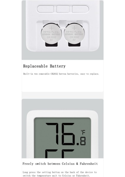 Dijital Termometre ve Nem Ölçer 0-60°C 0-99% Büyük LCD Ekran