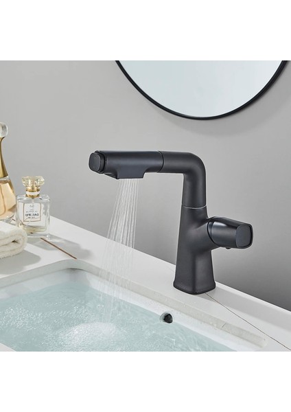 Banyo Lavabo Bataryası Asansörlü Yeni Sistem Mat Siyah Spiralli ve Fiskiyeli 7 Yıl Garantili Ithal