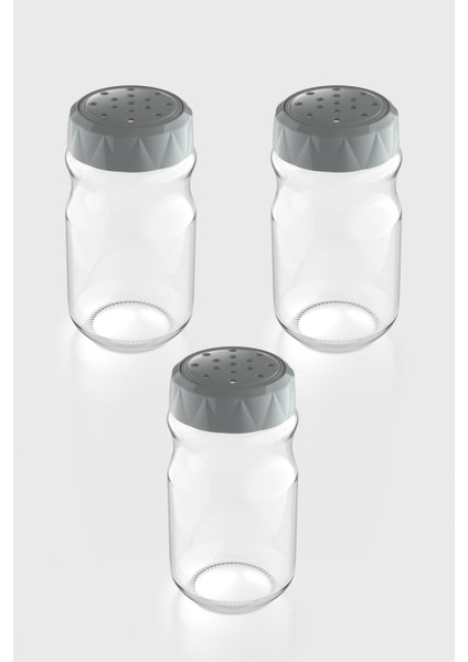 Lexa 370 ml 3'lü Cam Baharatlık Seti 161016 Gri