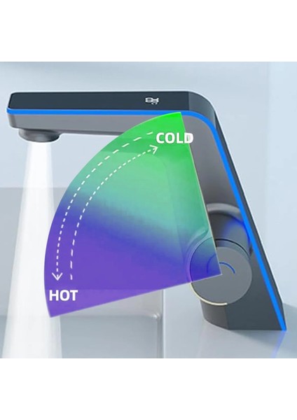 Akıllı Dijital Sıcaklık LED Ekran Banyo Lavabo Bataryası Antrasit Renk Ithal 7 Yıl Garanti indirimleri