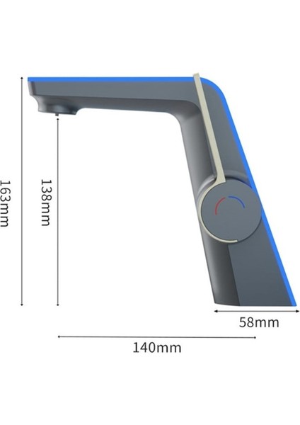 Akıllı Dijital Sıcaklık LED Ekran Banyo Lavabo Bataryası Antrasit Renk Ithal 7 Yıl Garanti