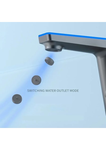 Akıllı Dijital Sıcaklık LED Ekran Banyo Lavabo Bataryası Antrasit Renk Ithal 7 Yıl Garanti