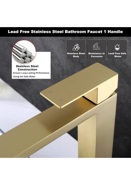 Banyo Çanak Lavabo Bataryası Mat Gold Renk Yeni Tasarım 7 Yıl Garantili Ithal modelleri