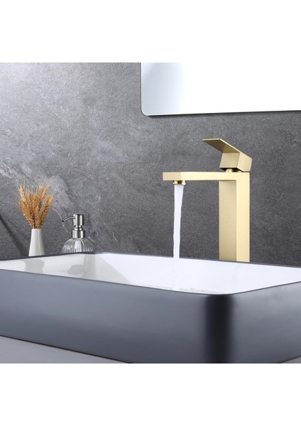 Banyo Çanak Lavabo Bataryası Mat Gold Renk Yeni Tasarım 7 Yıl Garantili Ithal