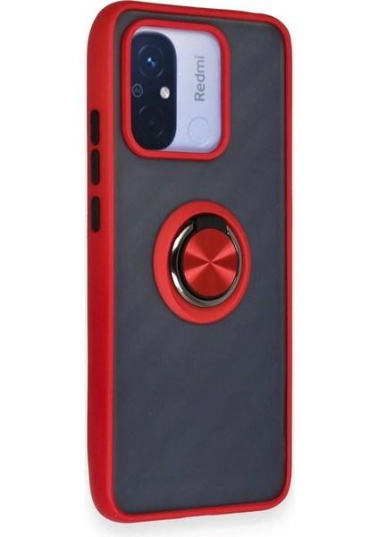 Newface Xiaomi Redmi 12C Kılıf Montreal Yüzüklü Silikon Kapak - Kırmızı fiyatları