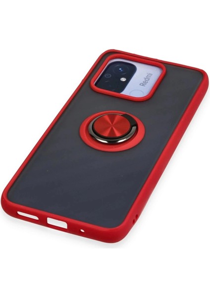 Newface Xiaomi Redmi 12C Kılıf Montreal Yüzüklü Silikon Kapak - Kırmızı indirimleri