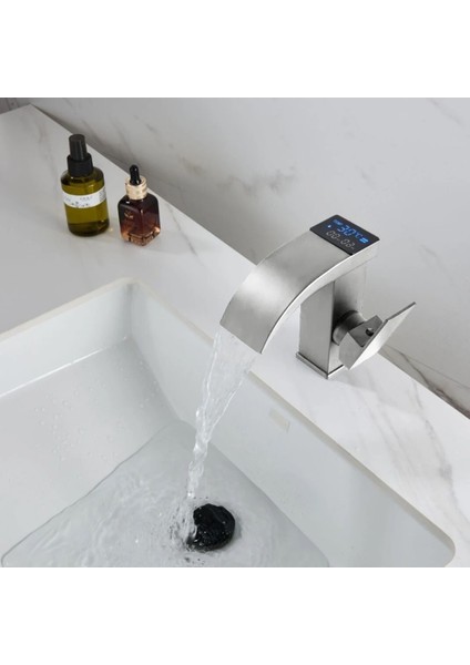 Akıllı Dijital Sıcaklık LED Ekran Banyo Lavabo Bataryası Ithal Nikel 7 Yıl Garantili fiyatları